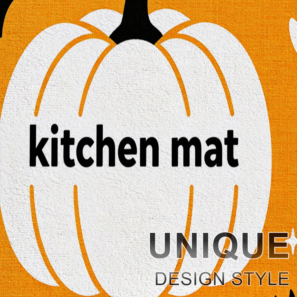 YIMEIS Halloween White Pumpkin Multi-purpose 3-Piece Flannel Mat and Kitchen Rugs,Soft Non-slip for Home Bedroom Bathroom