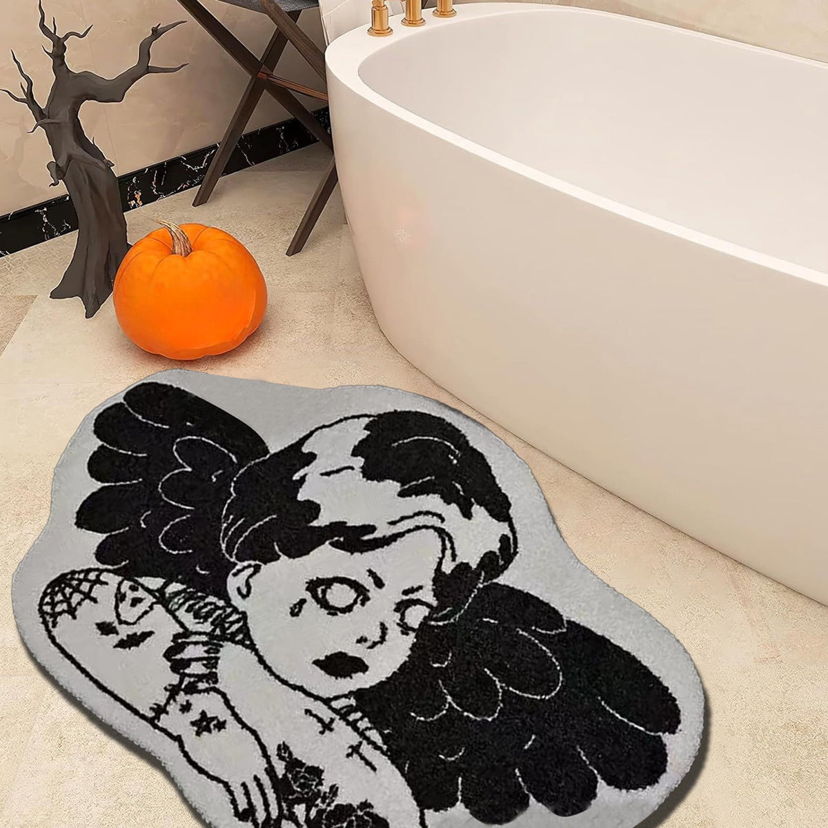 Stijggn Halloween Kitchen Mats for Floor Halloween Rugs Halloween Thanksgiving Decorations Doormat, Welcome Mats for Front Door,Spooky Outdoor Mats for Home Decor Holiday Decorative