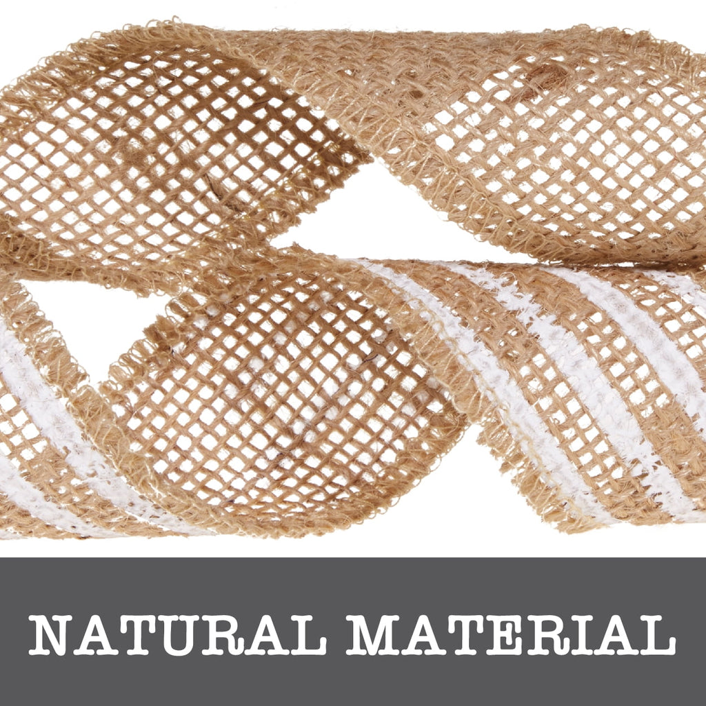 Love, Laugh, Craft Burlap Ribbon Set, 1.5"W x 3-Yds, Natural/White Stripe