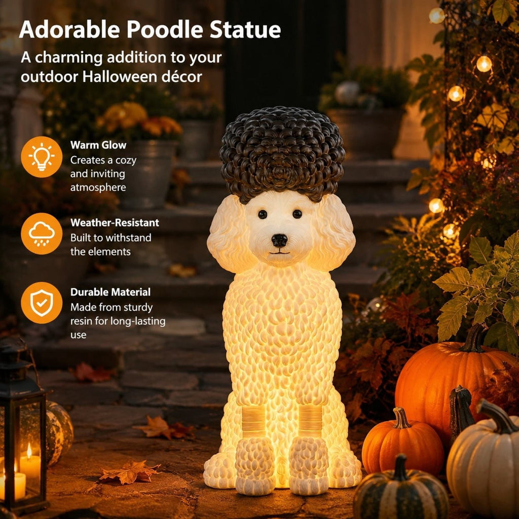Clearance Halloween Schnauzer Bat Figurine with Ghost Bucket, 8 inch Resin Cute Dog Gifts Tabletop Decor