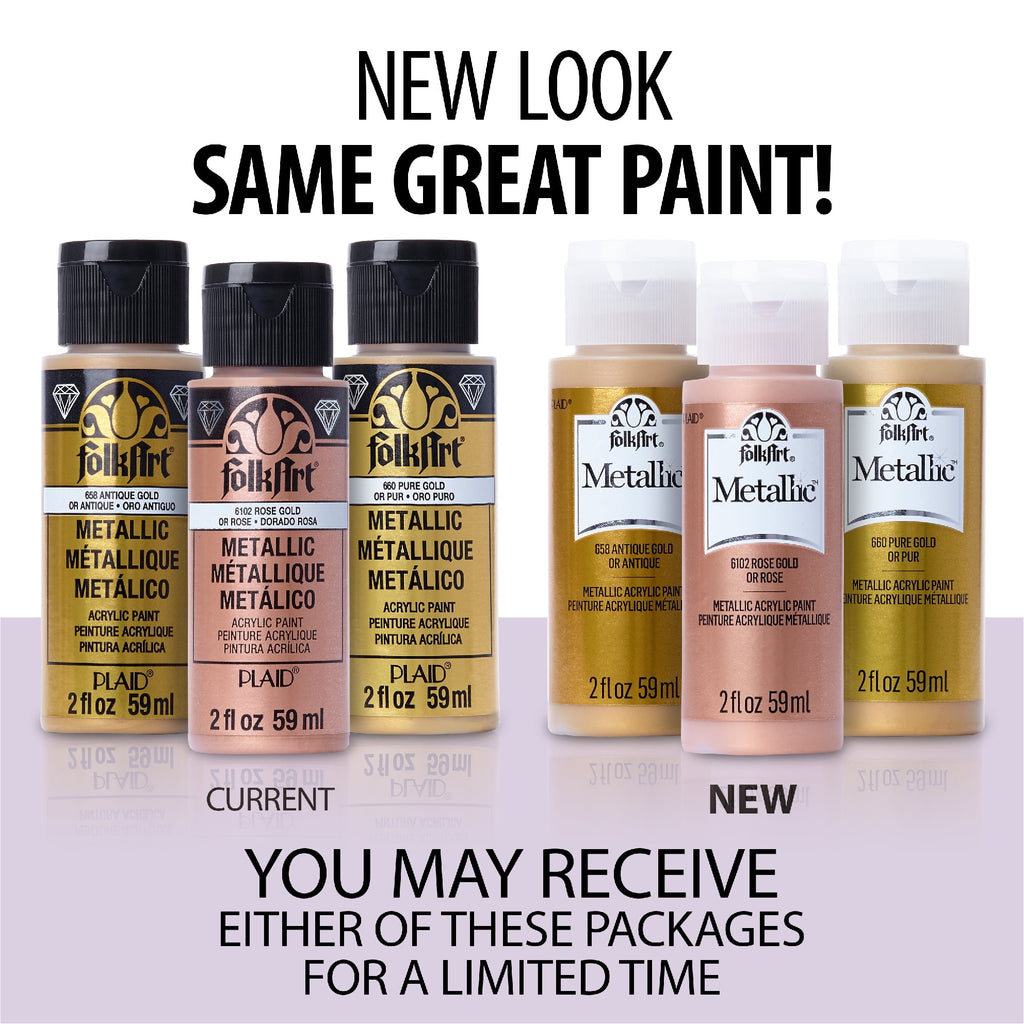 FolkArt Metallic Acrylic Craft Paint, Metallic Finish, Antique Gold, 2 fl oz