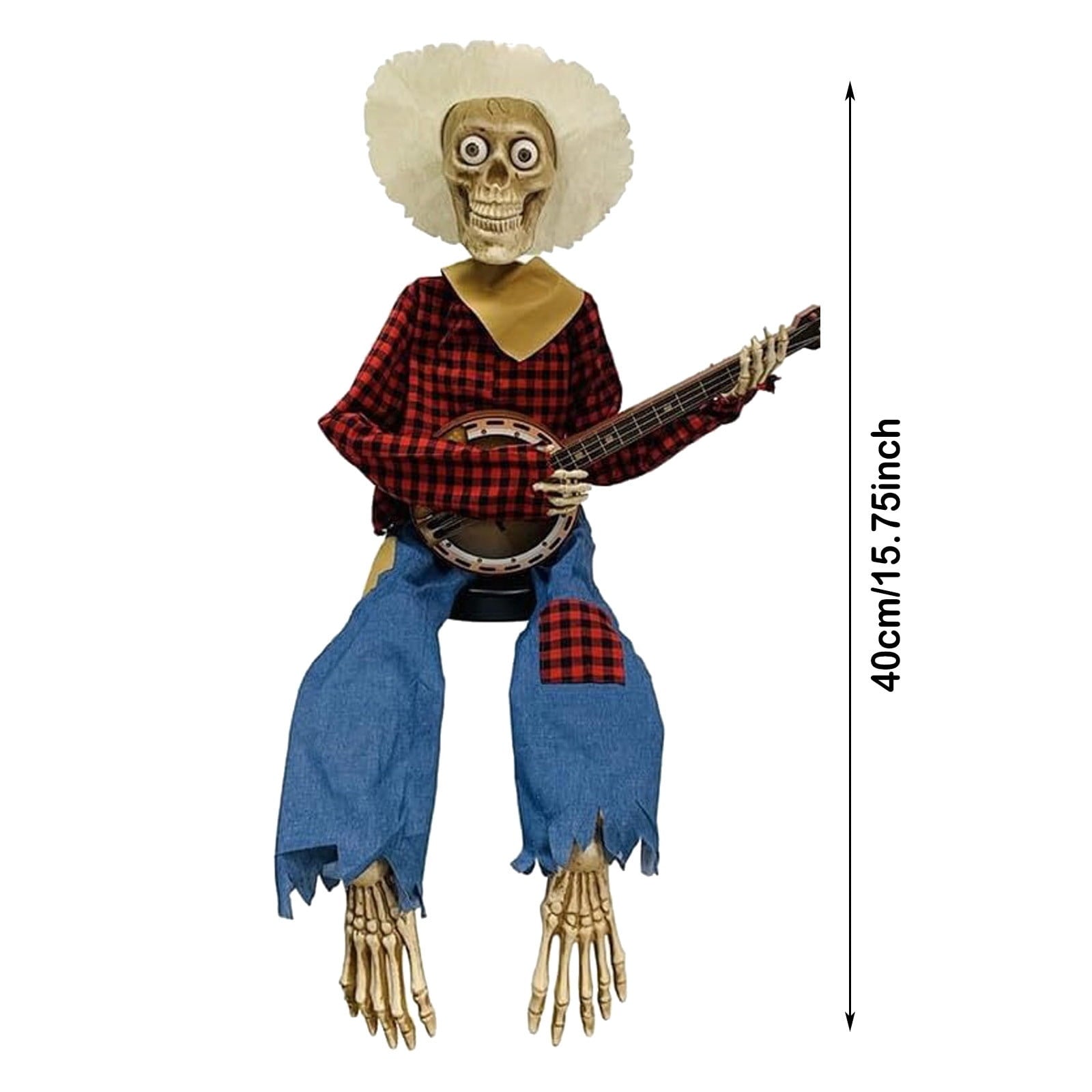 Dueling_Banjo Skeletons, 2025 Funny Animated Dueling_Banjo Halloween Skeletons, Country Skeleton Musicians with Light up Eyes for Halloween Decoractions Indoor Home Decor (Red&Yellow,2Pcs)