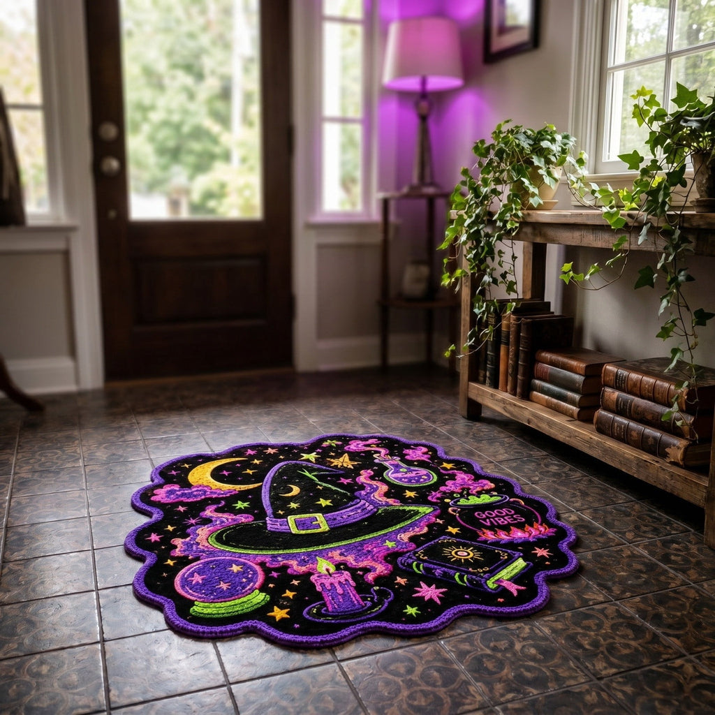 Halloween Wreath Shaped Rugs, Soft Indoor Mat for Entryway, Kitchen, Halloween Party, Pumpkin Witch Spooky Home Decor, 23.62x15.75 Inches