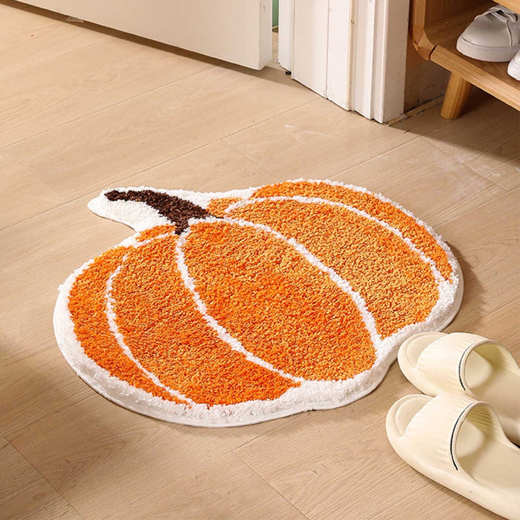 Fall Area Rug Maple Leaf Pumpkin Imitation Wool Mat 27.56x27.56in Polyester Skidproof & Soft for Living Room Bedroom Entryway Fall Doormat by MPOISVA