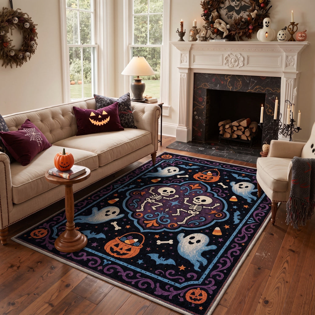 GENIMO 2'x7' Halloween Runner Rug, Washable Non Slip Soft Vintage Witch Indoor Outdoor Hallway Runner for Porch Patio Kitchen Entryway, Retro Sepia