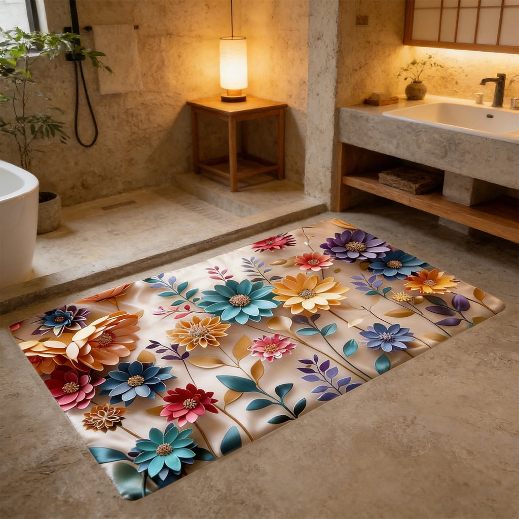 Sruoe Summer Carnival Printed Floor Mat, 15.74"x23.62", Water Absorbent Non Slip Doormat, Flannel Entryway Bathroom Kitchen Household Decor Rug