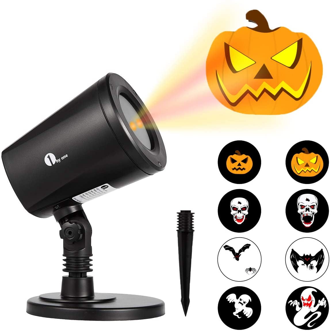 1byone Halloween Led Pattern Projection Lights Auto-Shifting Images & Switchable Pattern Outdoor/Indoor Use, IP65 Water-Resistant, High Resolution Graphics