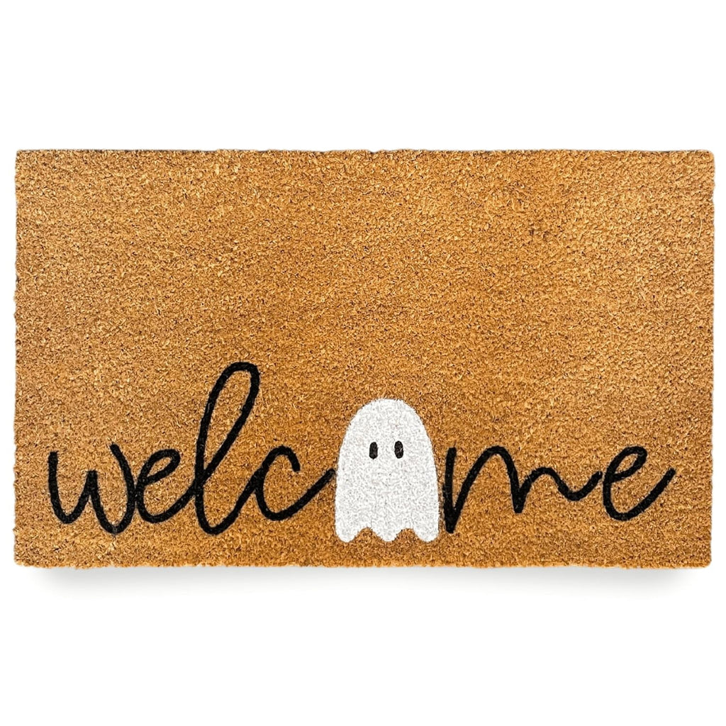 Halloween Doormat Welcome Ghost Outdoor Welcome Mats for Front Door Non Slip Ghost Floor Mat Halloween Rug for Outside Front Porch Entryway Decor
