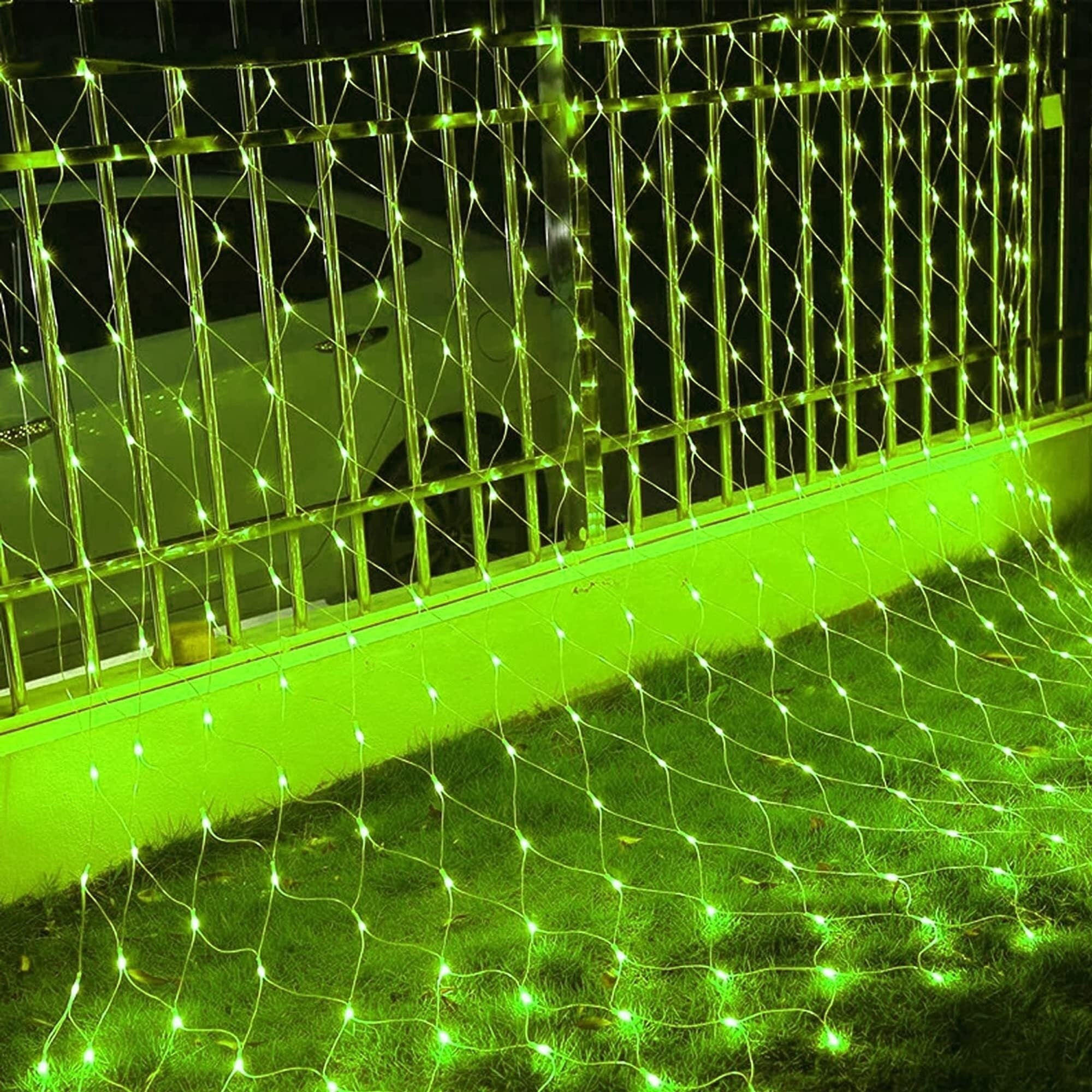 Dazzle Bright Christmas Net Lights, 360 LED 12FT x 5 FT Transparent Wire Waterproof Connectable String Lights with 8 Modes Christmas Outdoor Lights for Bushes Garden Party Holiday Decoration (Green)