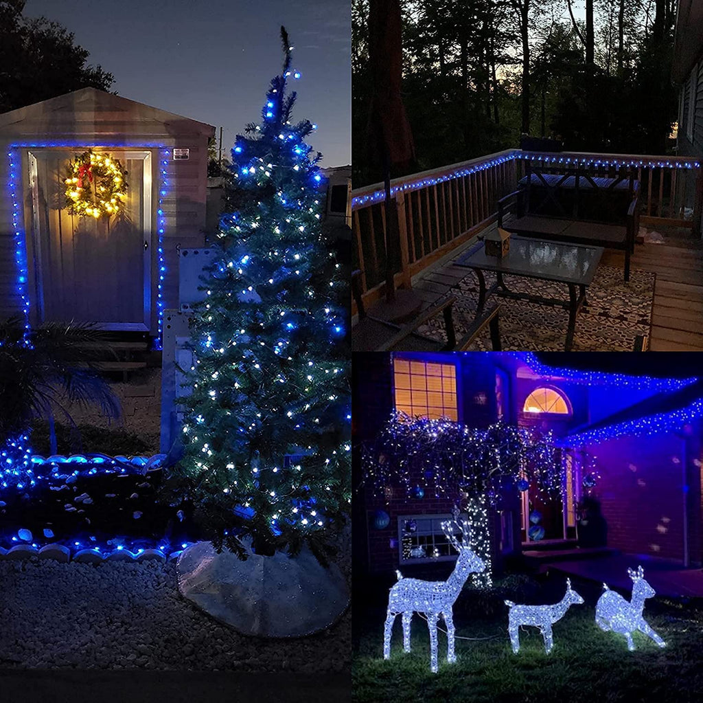 Purple Solar Fairy Lights Outdoor Waterproof, 4 Packs Each 33ft 100 LED Solar String Lights, 8 Modes Silver Wire Solar Twinkle Lights for Halloween Christmas Patio Garden