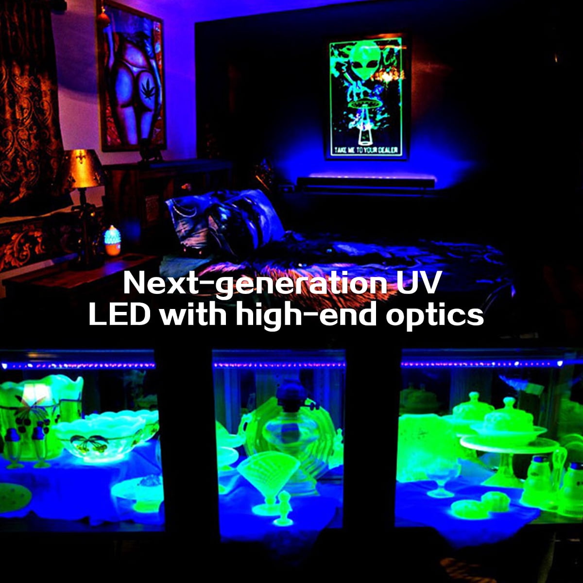 Hvxrjkn UV 48 LEDs Black Light 10W Ultraviolet Black light Bar for Room Party Decor Stage Lighting, Halloween, Body Paint, Fluorescent Poster