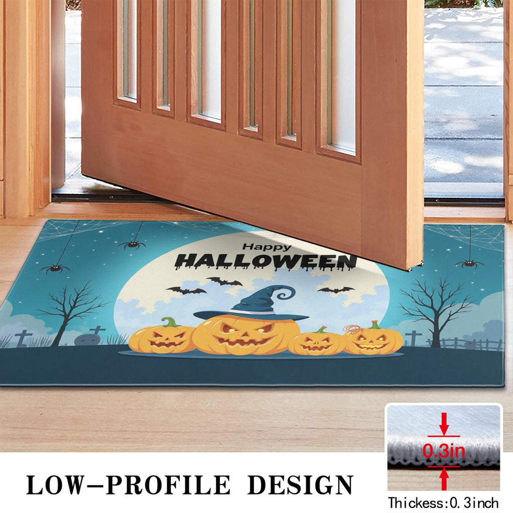 Happy Halloween Door Mat Decorations Spider Bat Doormat Plain the Indoor Door Mat/Outdoor Crystal Velvet 30x17 Inches
