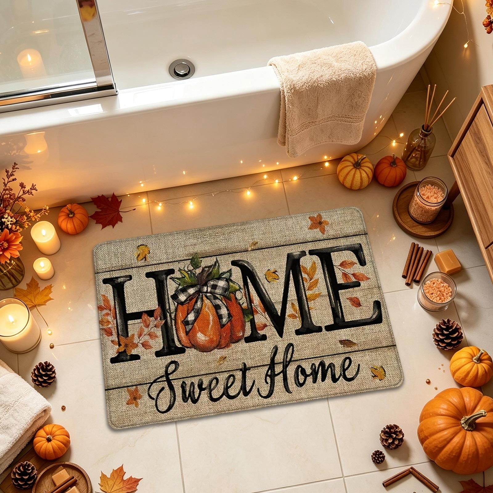 Autumn Door Mat for Entryway, 16x24 Inch, Fall-Themed Floor Doormat for Home Decor, Non-Slip Rug Mat for Living Room, Kitchen, Bedroom, Gifts for Fall Lovers (E)