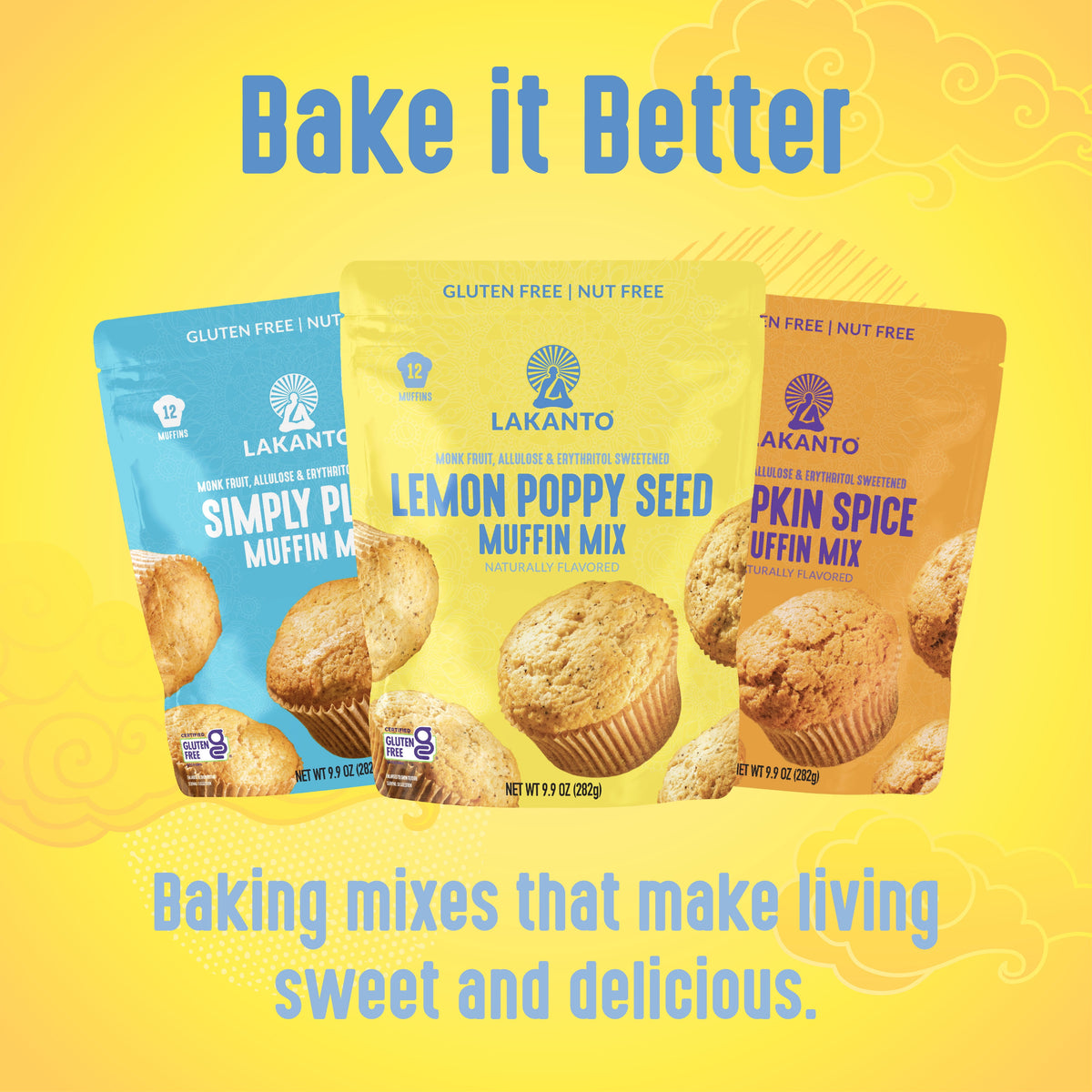Lakanto Pumpkin Spice Muffin Mix - Sweetened with Monk Fruit and Allulose, Erythritol -8 Oz