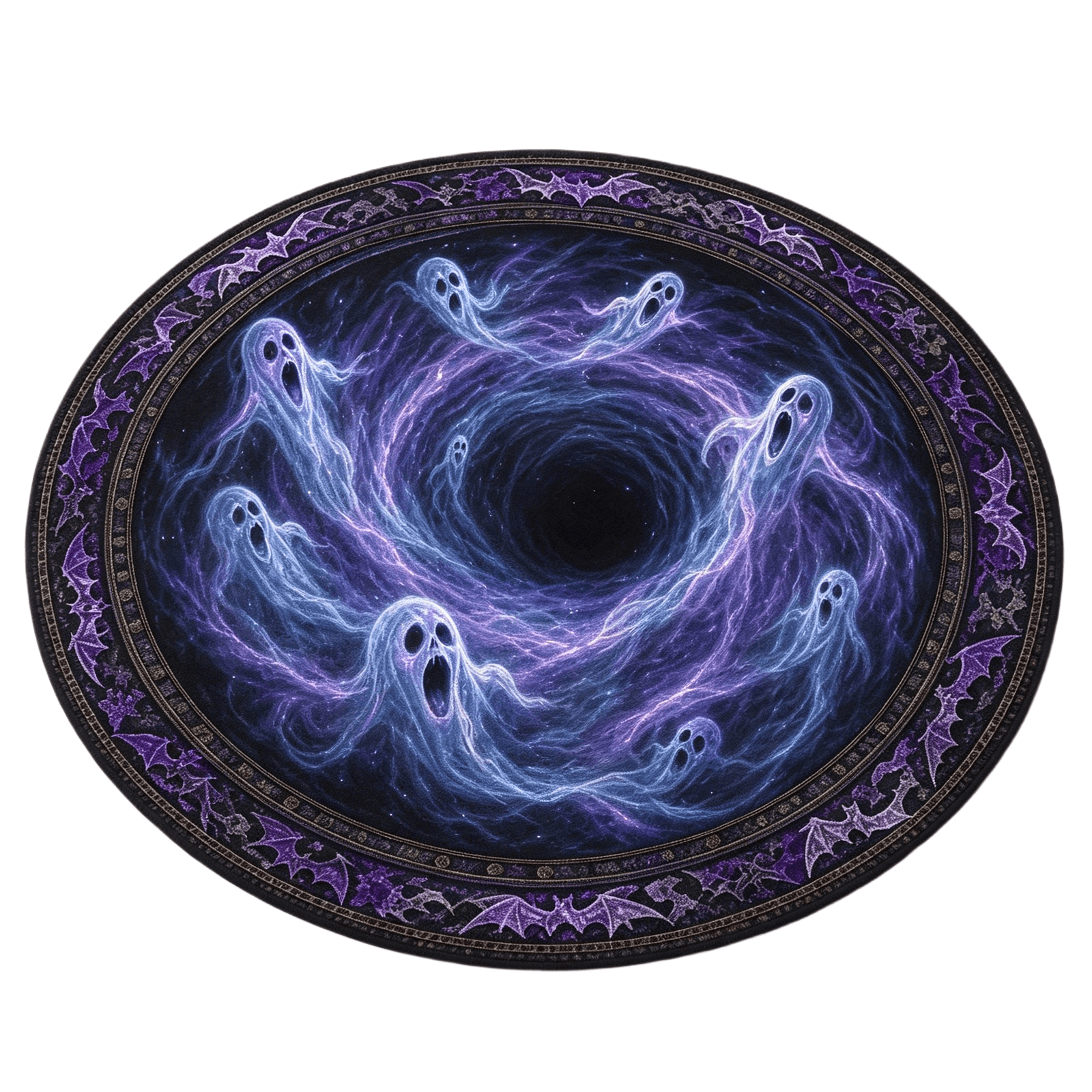 3D Illusion Halloween Round Mat,Funny Rug with Backing,Soft Visual Effect Door Mat for Living Room Indoor B