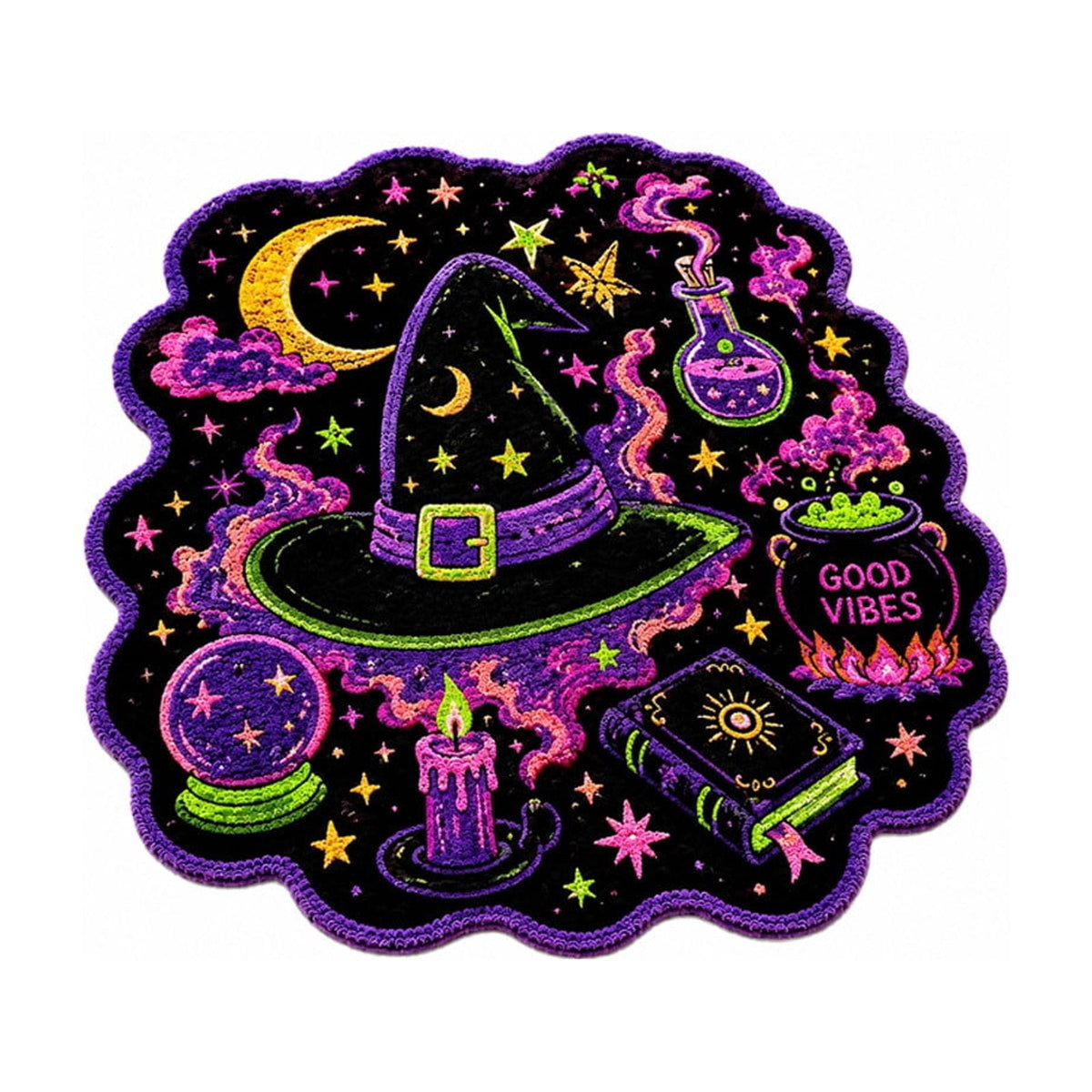 Halloween Wreath Shaped Rugs, Soft Indoor Mat for Entryway, Kitchen, Halloween Party, Pumpkin Witch Spooky Home Decor, 23.62x15.75 Inches