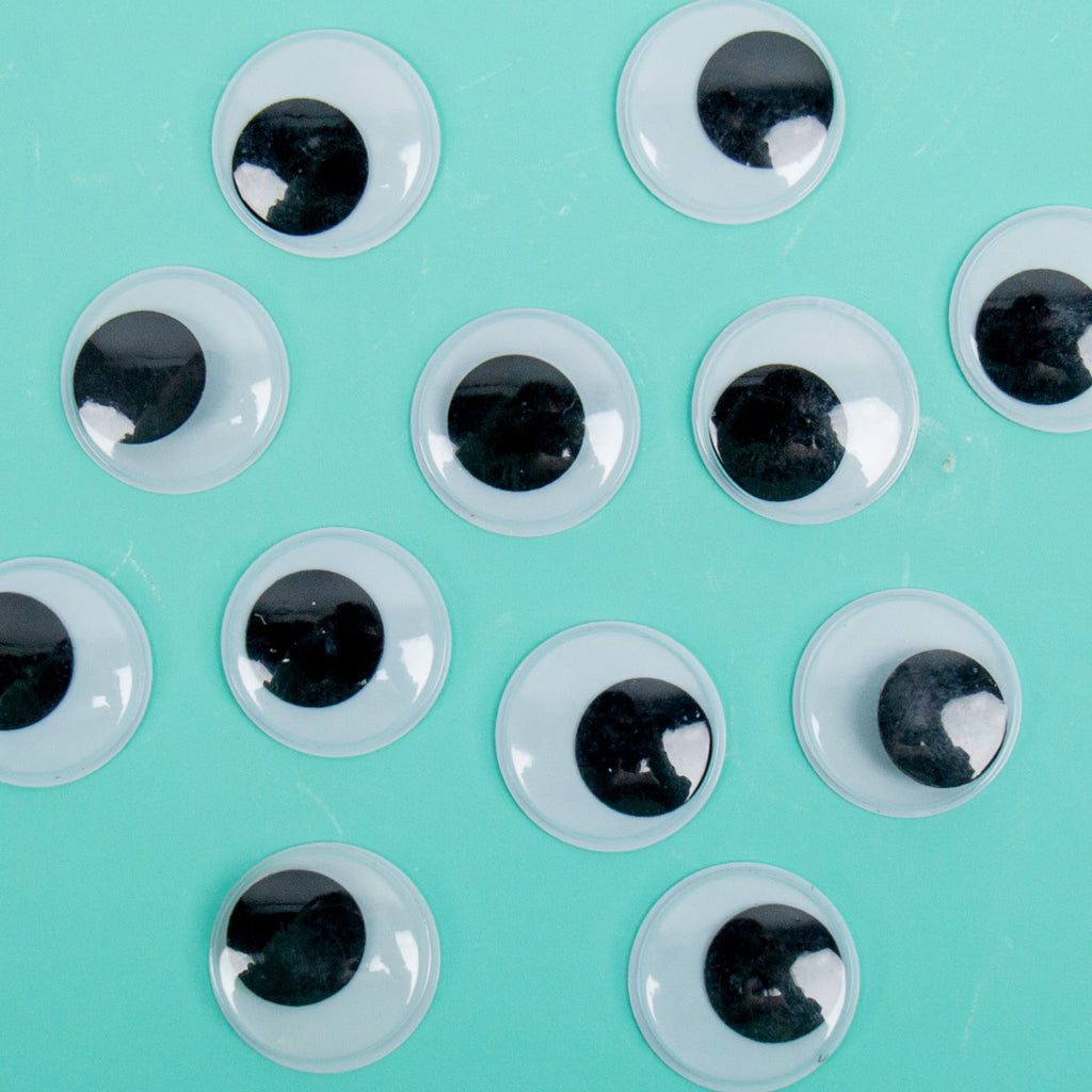 Hello Hobby Large Black and White Plastic Wiggly Eyes, 12-Pack