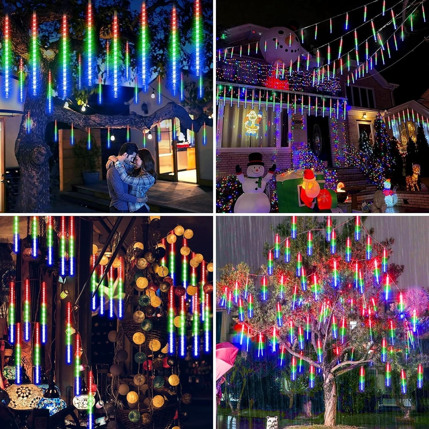 LED Outdoor String, Rain Lights,Meteor Lights,Meteor rain Lights 30cm 10 Tube Solar rain Lights with for Christmas Parties Wedding Christmas Tree