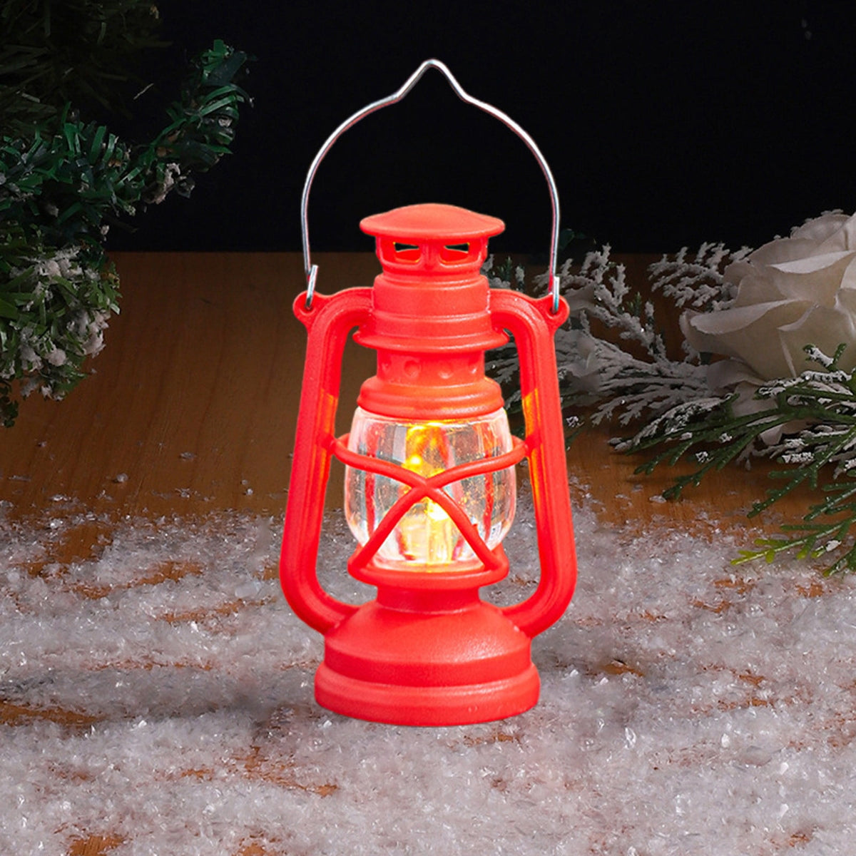openpig Vintage LED Hurricane Lantern, LED Battery Powered Camping Lamp Outdoor Hanging Lantern, Landscape Decor for Table Patio Garden Yard Pathway Porch (Black)