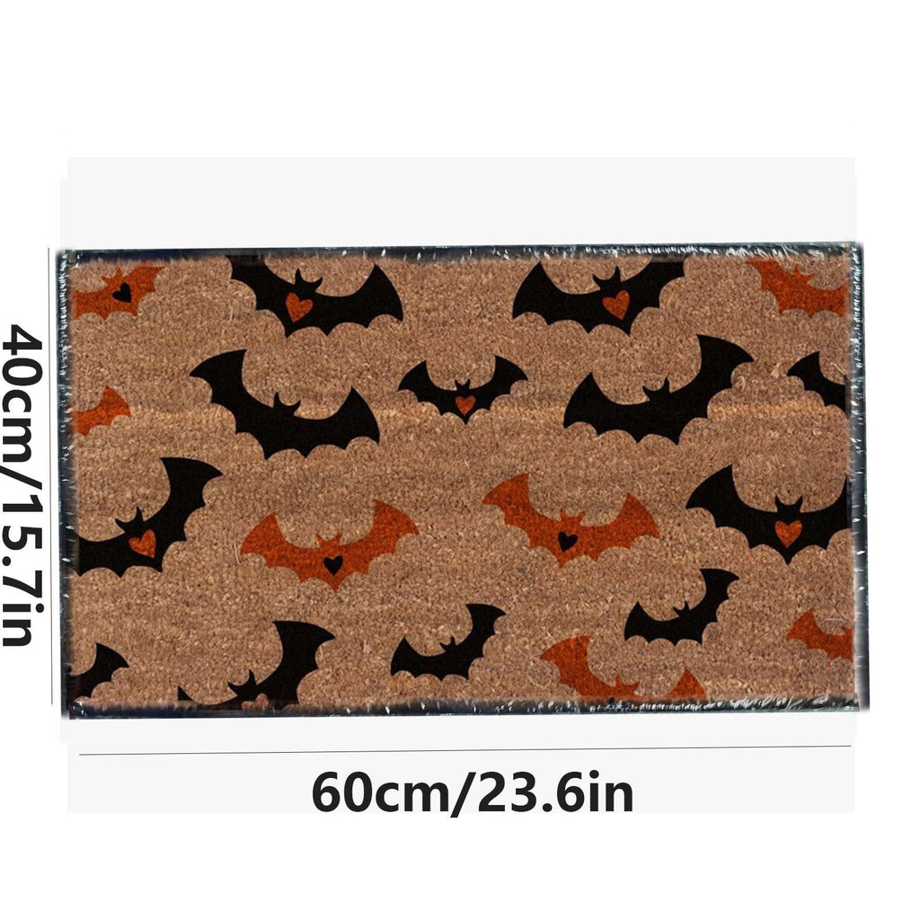 Halloween Doormat Vintage Retro Style Mat 23.6x15.7in Secure-Grip Absorbent Coir Look Entryway Rug for Front Porch Indoor Outdoor Decor by OVFUIZ