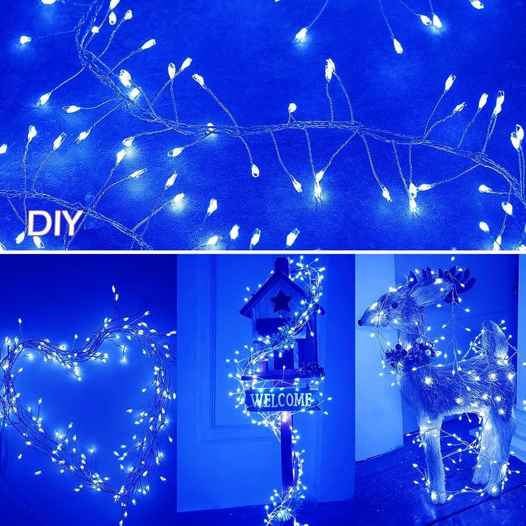 Mini Firecrackers String Light 19.68Ft 200 LED USB Operated 8 Modes Cluster Chain Fairy String Lights with Remote Control Firefly Lights for Xmas Party Home Garden Decoration