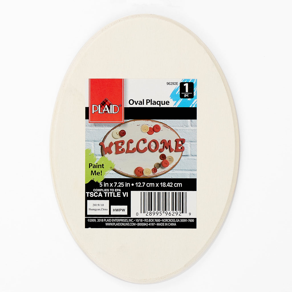 (3 pack) Plaid 96292E Unpainted Wood Surface, Oval Plaque, 1 Piece, 5" x 7"
