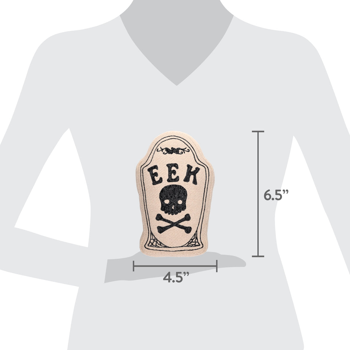 Eek Tombstone-Shaped Decorative Pillow, Black and Beige, 10" x 15", Halloween by Way To Celebrate