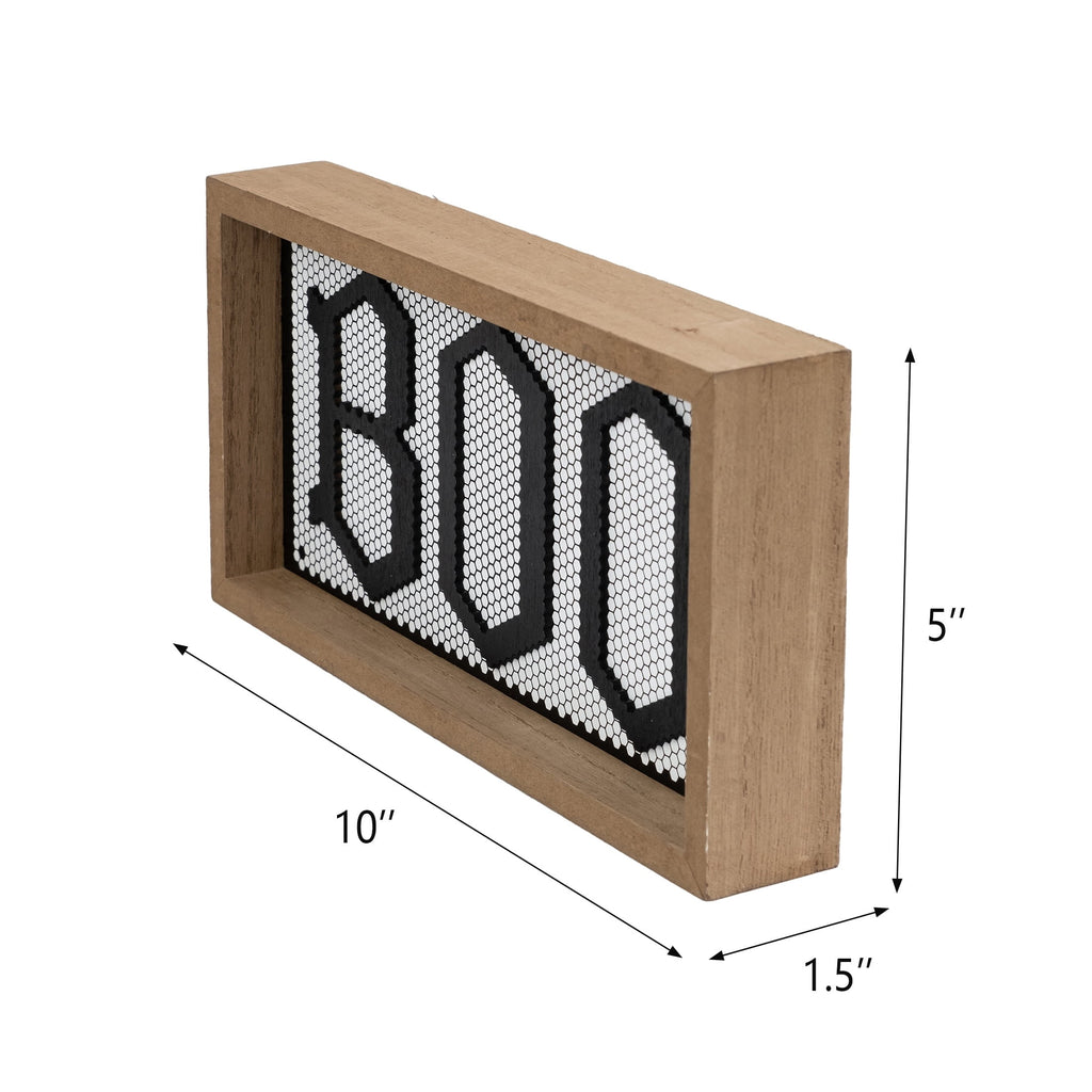 Boo Framed Tabletop Sign Decoration, Black and White, 10" x 5", Halloween by Way To Celebrate