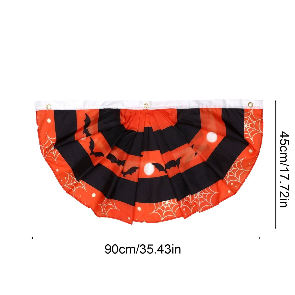 Elainilye Halloween Fan Flag Banner Outdoor Yard Fence Wall Hanging Decor for Indoor and Courtyard Party Supplies