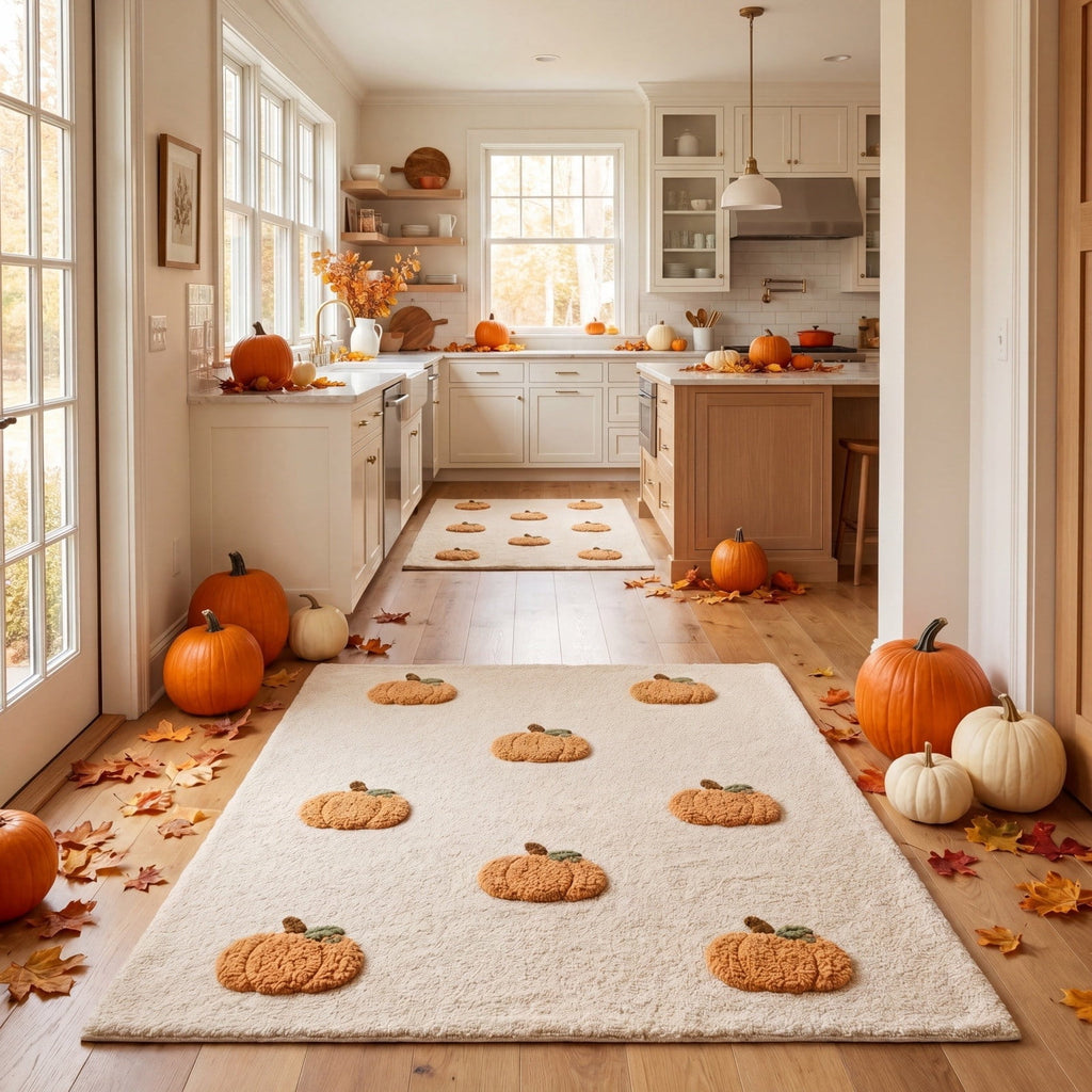 OutmaxHome Halloween Theme Cute Ghost Print Doormat, 15.8x23.6 Inch Non-Slip Absorbent Mat, Easy to Clean, for Front Door, Porch, Farmhouse