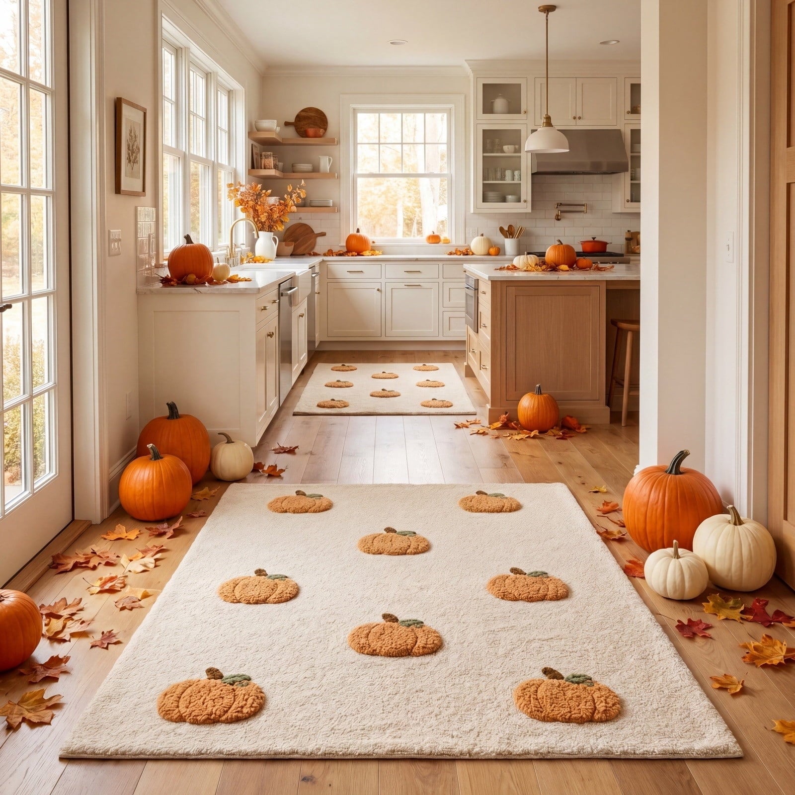 Halloween Thanksgiving Pumpkin Doormat 24x16 Inch, Simple Fall Farmhouse Entrance Mat for Front Porch Patio Home Decor