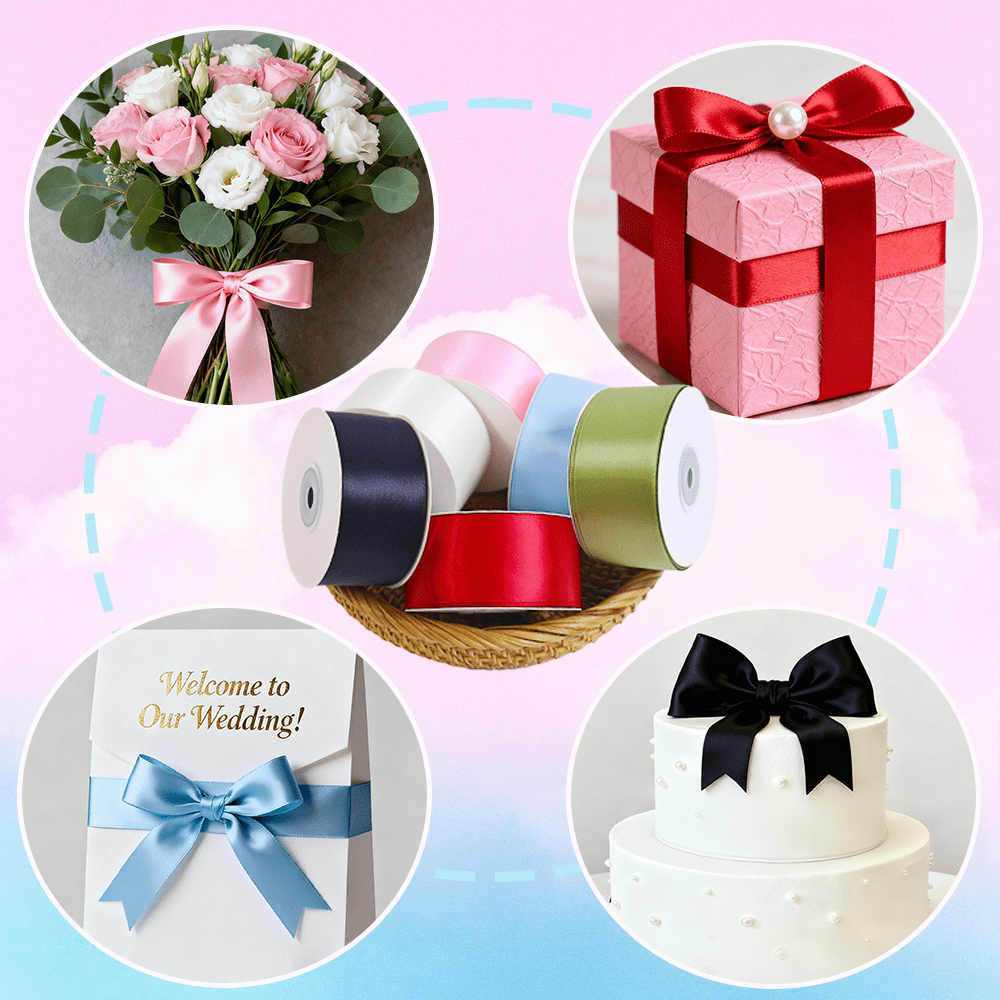 Yarniss Satin Ribbon Roll, 3/8 Inch, Double Faced Polyester, 20 Rolls, 100 Yards, for Crafts & Gift Wrapping