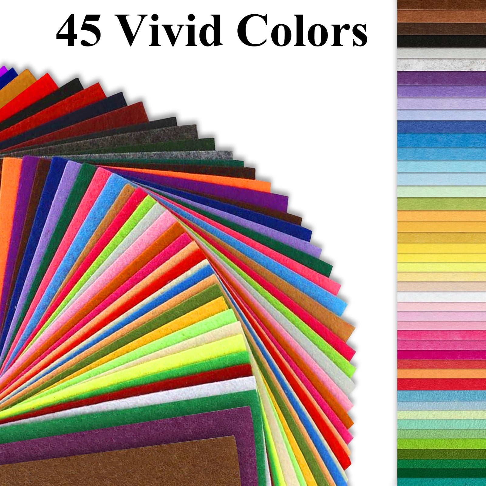 LANNEY Felt Sheets for Crafts 8x12 Inch, 45Pcs Assorted Color Soft Felt Fabric, Squares Non woven 1mm Thick, for DIY Sewing Craft Patchwork Decoration, School Projects