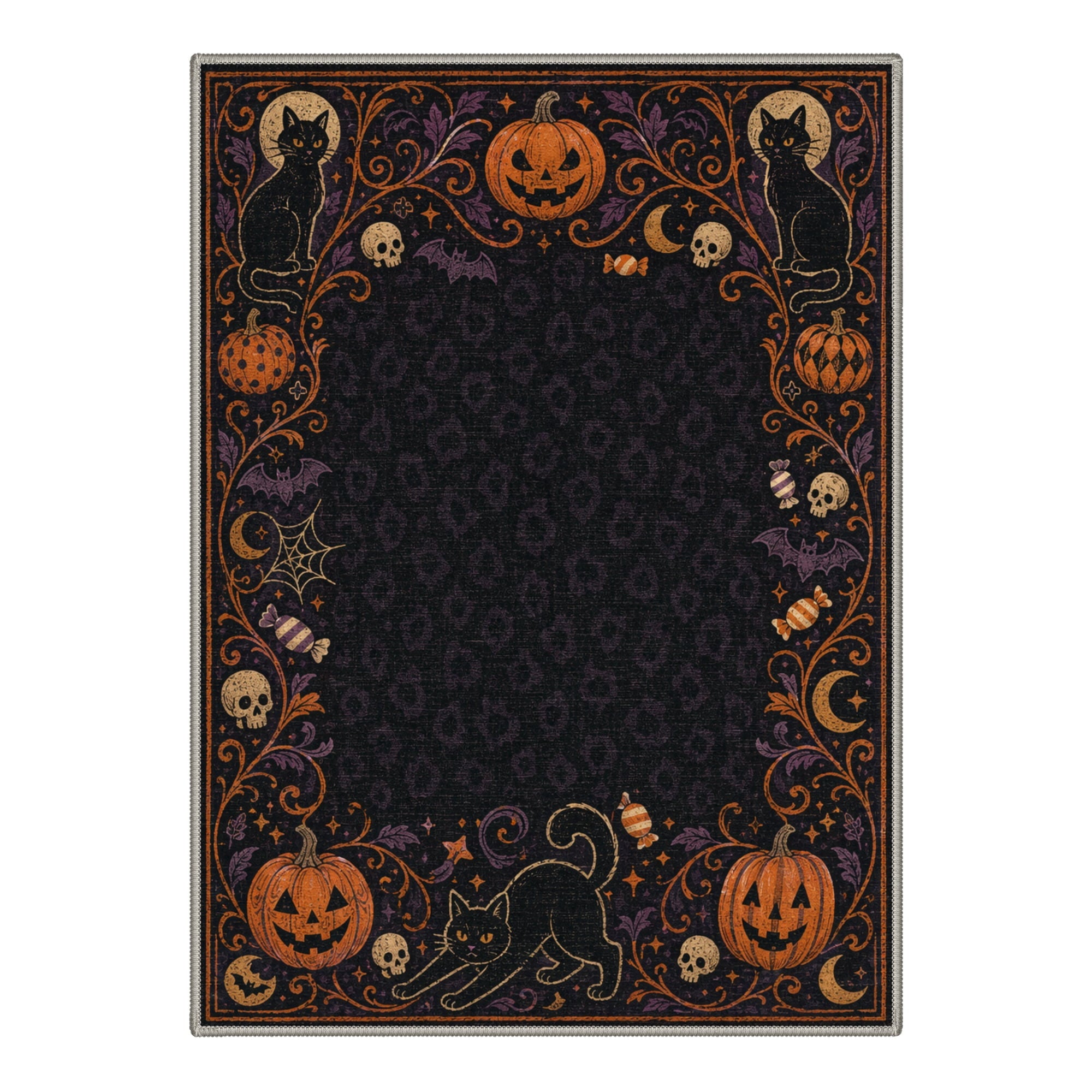 GENIMO 2'x7' Halloween Runner Rug, Washable Non Slip Soft Farmhouse Pumpkin Indoor Outdoor Hallway Runner for Porch Patio Kitchen Entryway, Vintage Sepia