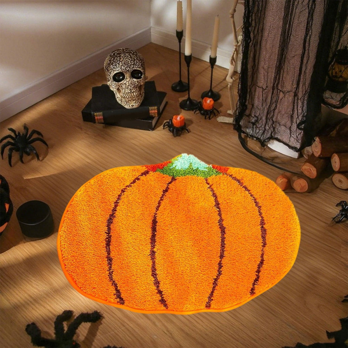 YIMWNYI Halloween Pumpkin Rugs, Decorative Floor Mat, Doormat for Living Room, Kitchen, Thanksgiving Day, Soft Bathroom Mat, Fall Themed Home Decor, Easy to Clean Rug