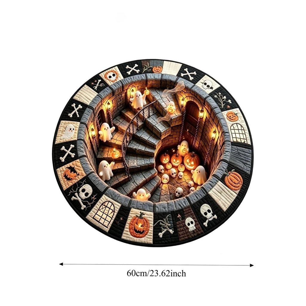 Halloween Wreath Shaped Rugs, Soft Indoor Mat for Entryway, Kitchen, Halloween Party, Pumpkin Witch Spooky Home Decor, 23.62x15.75 Inches