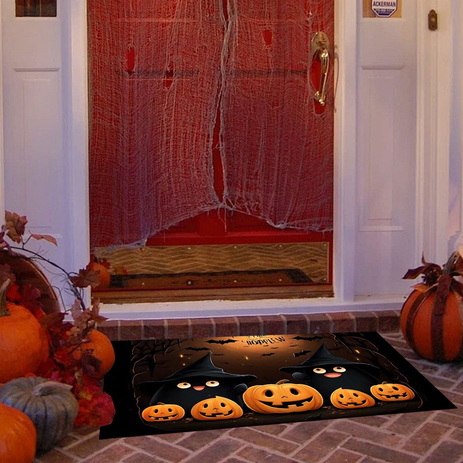Xuniizn Halloween Mat, 16X24" Velvet Halloween Door Mat for Outside Entrance, Spooky Halloween Rug for Outdoor & Indoor, Non Slip Washable Halloween Doormat, Halloween Bathroom Decor