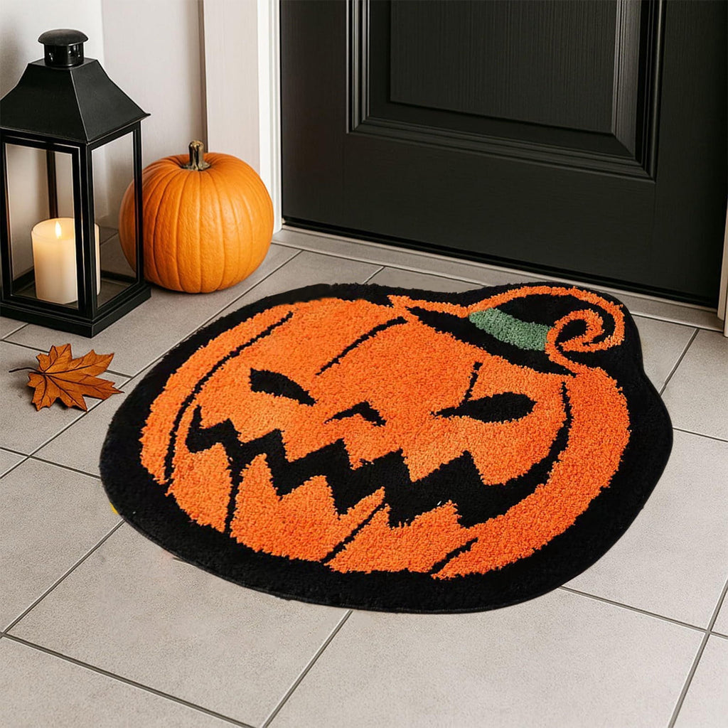 hengsof Halloween Bathroom Rugs, Farmhouse Halloween Rugs for Bathroom Decorations for The Home, Pumpkin Bath Mats, Holiday Cute Pumpkin Decor