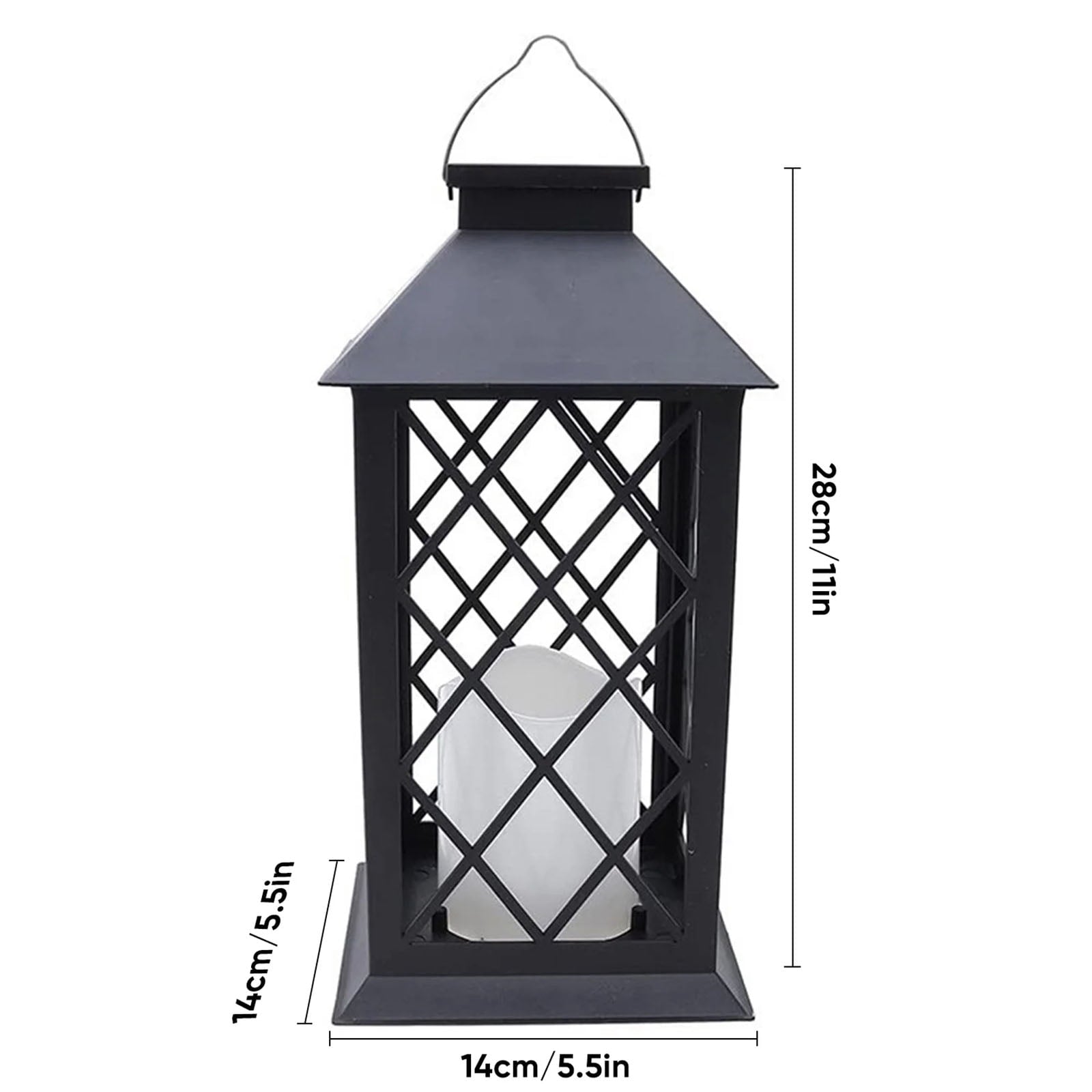 Supbessel Solar Lantern,Outdoor Garden Hanging Lanterns,2 Pack 11Inch Waterproof LED Flickering Flameless Candle Mission Lights for Table,Outdoor,Party Decorative(Black)