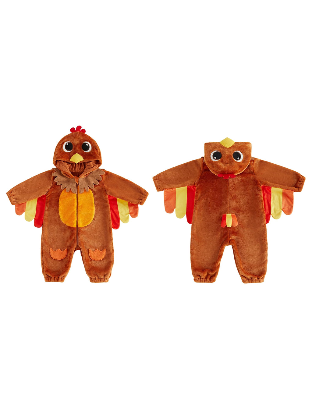 RUINIXCW Toddler Baby Girl Boy Thanksgiving Turkey Costume Kids Halloween Costume Infant Baby Boy Girl Fall Winter Clothes Warm Flannel Romper Long Sleeve Hooded Zip Up Jumpsuit