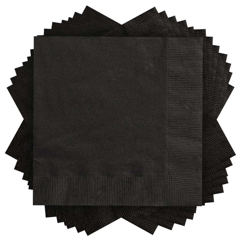 75 Count 6.5IN x 6.5IN Black Disposable Paper Napkins by Way To Celebrate