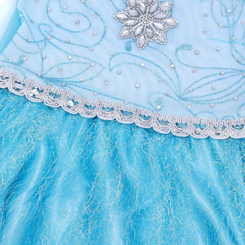 Jurebecia Princess Dress for Girls Birthday Party Blue Costume up Toddlers Kids Christmas Halloween Cosplay Clothes with Accessories 6T(5-6Years)