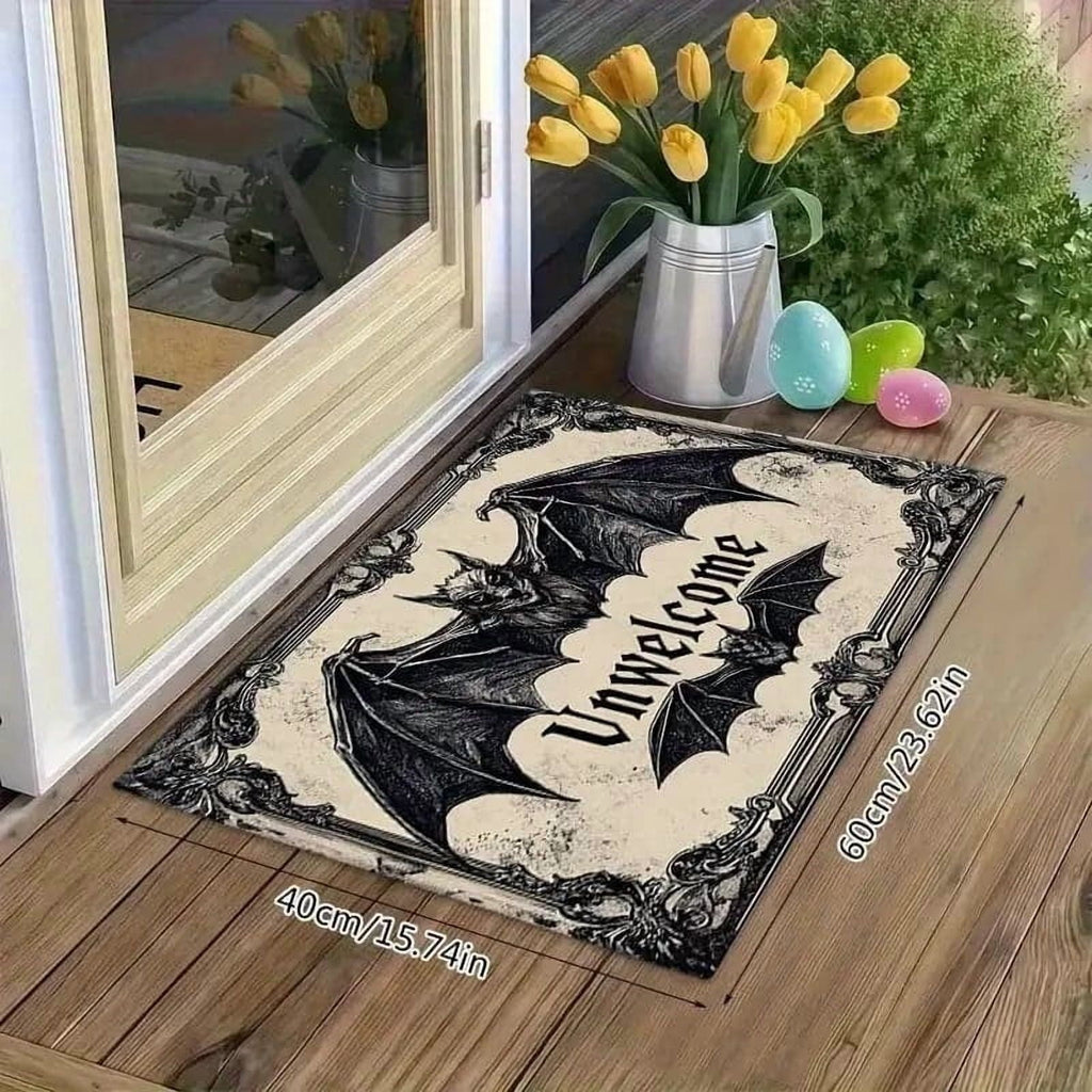 Rvkxad Gothic Halloween Doormat, Scraper Style Entry Door Mat, Coir Welcome Mat for Porch Entrance Kitchen Floor