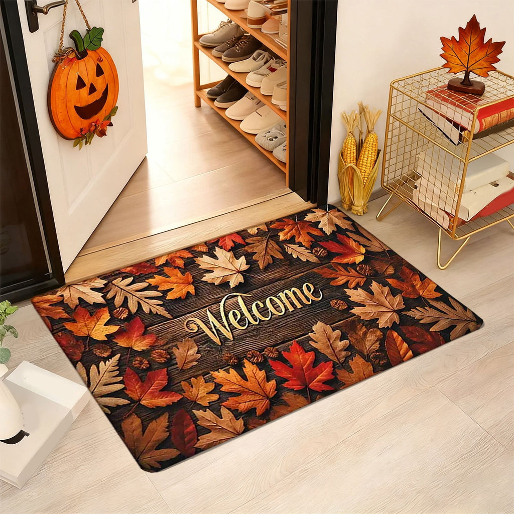 Autumn Door Mat for Entryway, 16x24 Inch, Fall-Themed Floor Doormat for Home Decor, Non-Slip Rug Mat for Living Room, Kitchen, Bedroom, Gifts for Fall Lovers (E)