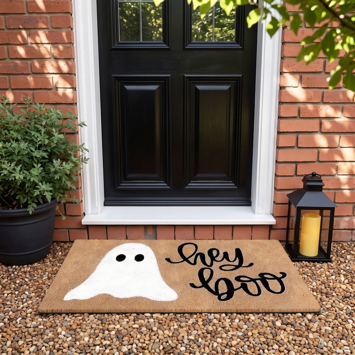 Halloween Doormat Vintage Retro Style Mat 23.6x15.7in Secure-Grip Absorbent Coir Look Entryway Rug for Front Porch Indoor Outdoor Decor by OVFUIZ