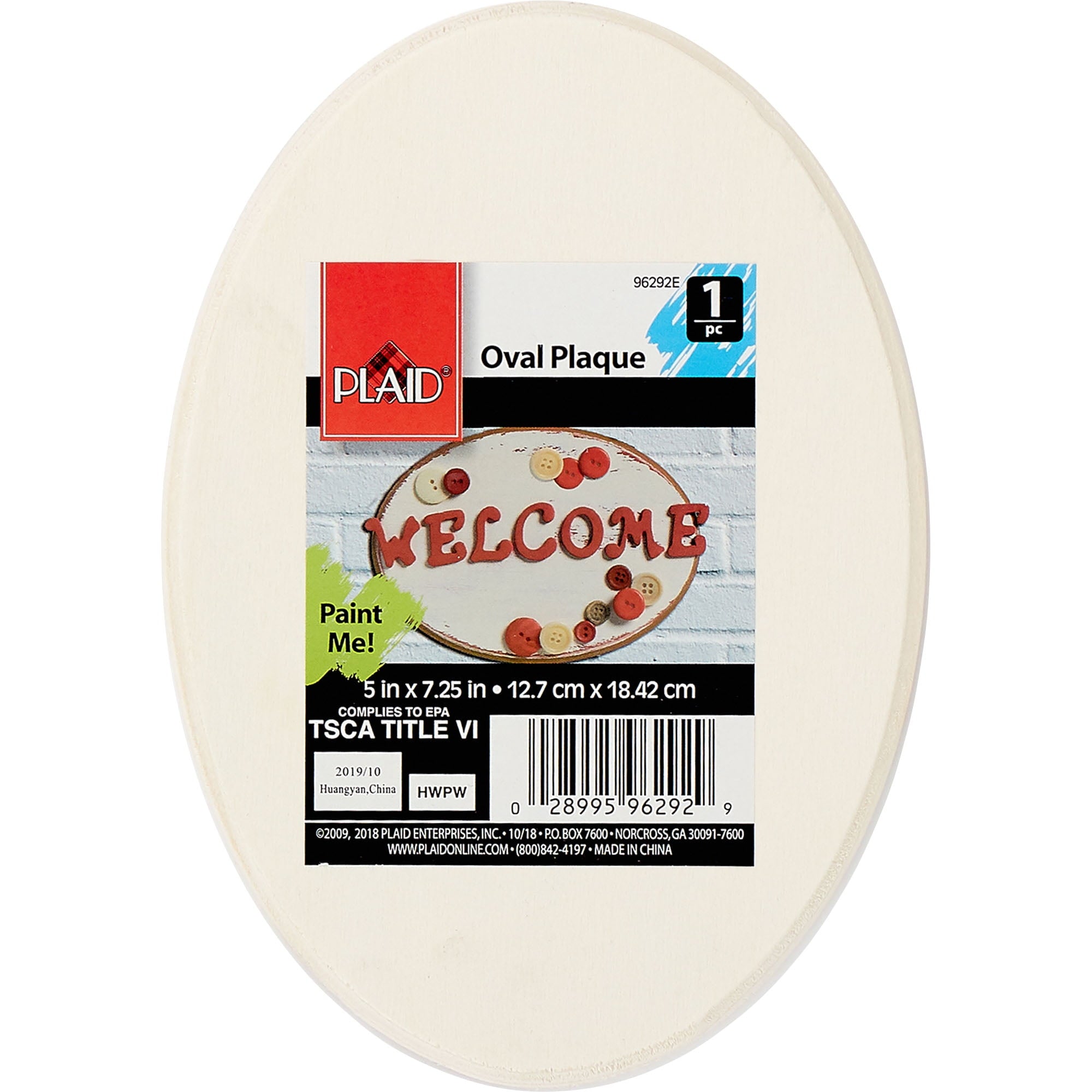 (3 pack) Plaid 96292E Unpainted Wood Surface, Oval Plaque, 1 Piece, 5" x 7"