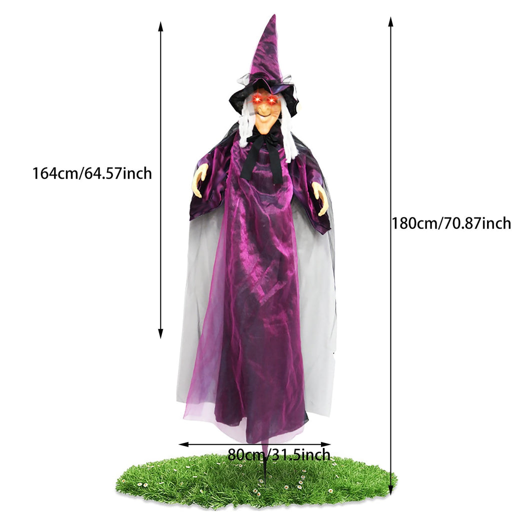 ZTTD Life Size Hanging Witch Halloween Decor (71 Inches) | Sound & Touch Activated Talking Halloween Decorations | Witch Props Excellent Choice for Haunted House | Indoor & Outdoor Animated Prop