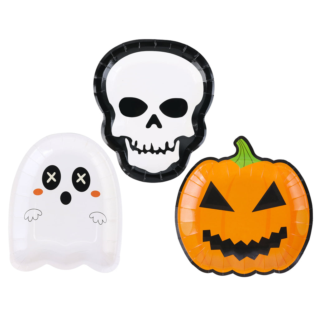 25Pcs Halloween Pumpkin Plates, Disposable Paper Dessert Plates Tableware Party Supplies for Halloween Party Decorations