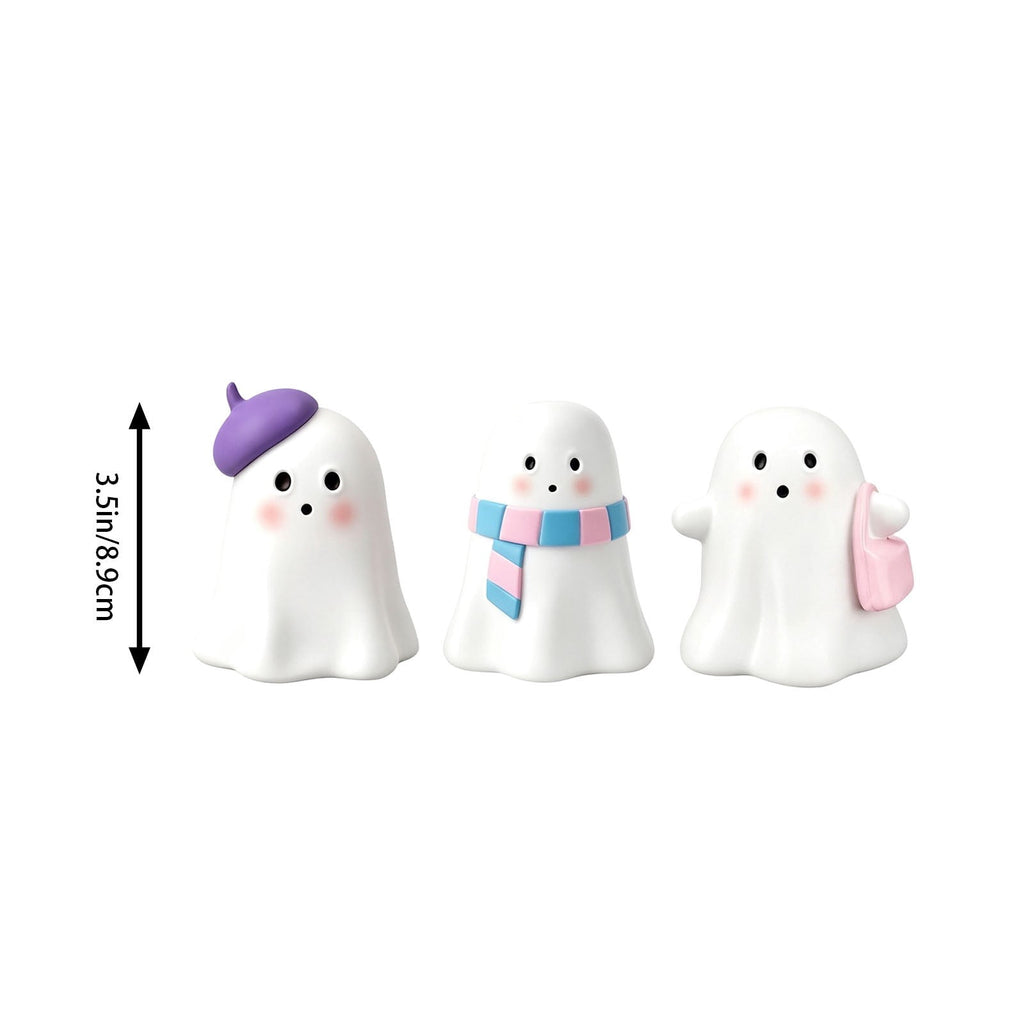 Pink Halloween Decor Ghost Candy Bowl Figurine with Bow and Scalloped Holder for Indoor Tabletop Decor and Party Favor Display