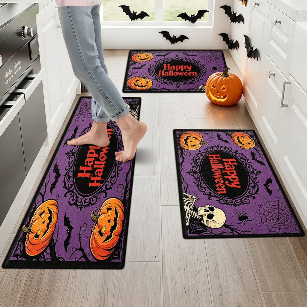 YIMEIS Halloween Pumpkin Lanterns 1Pc Flannel Mat and Kitchen Rugs,Soft Non-slip,Perfect for Home Bathroom
